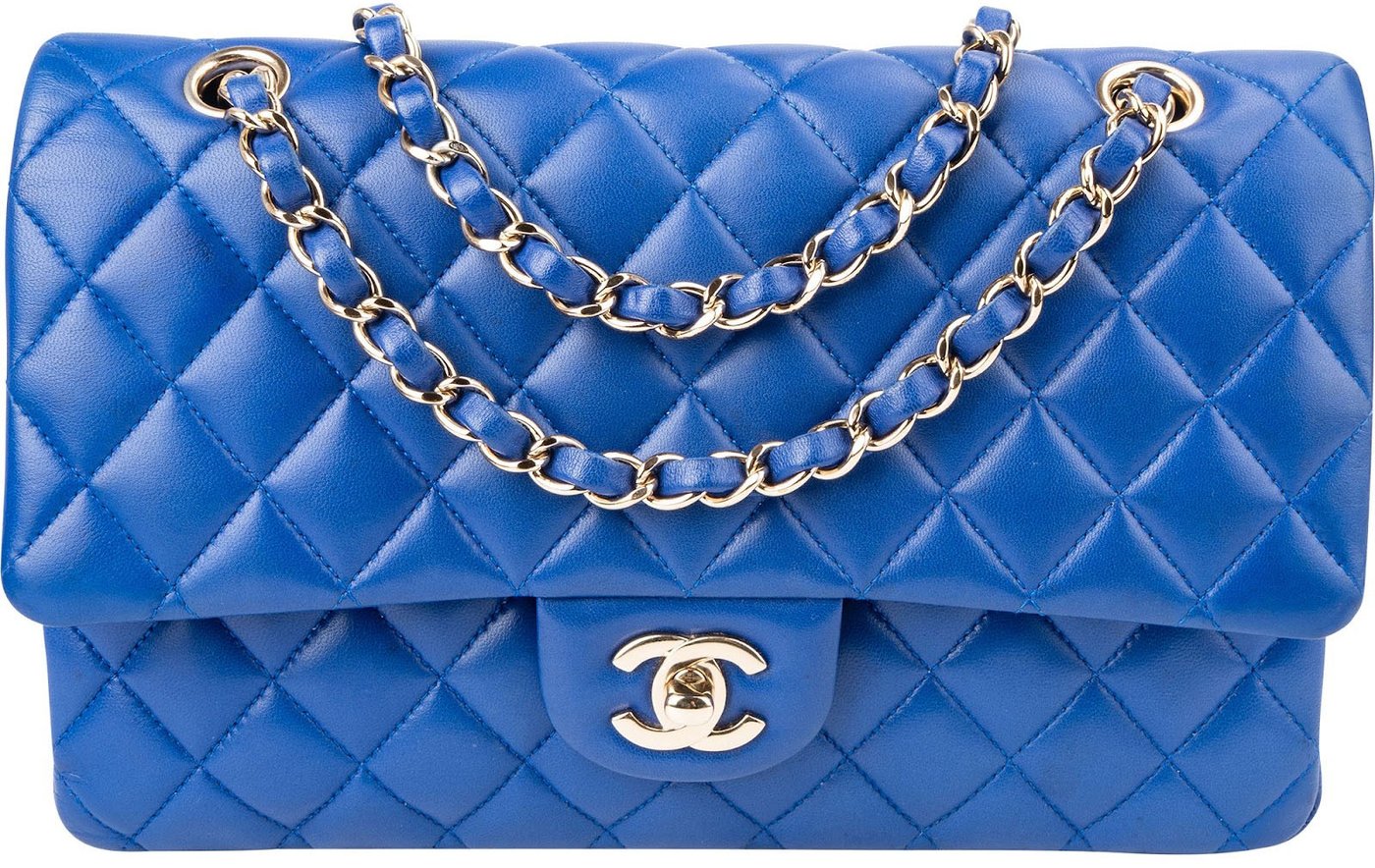Chanel Bleu Quilted Lambskin Medium Double Flap Shoulder Bag
