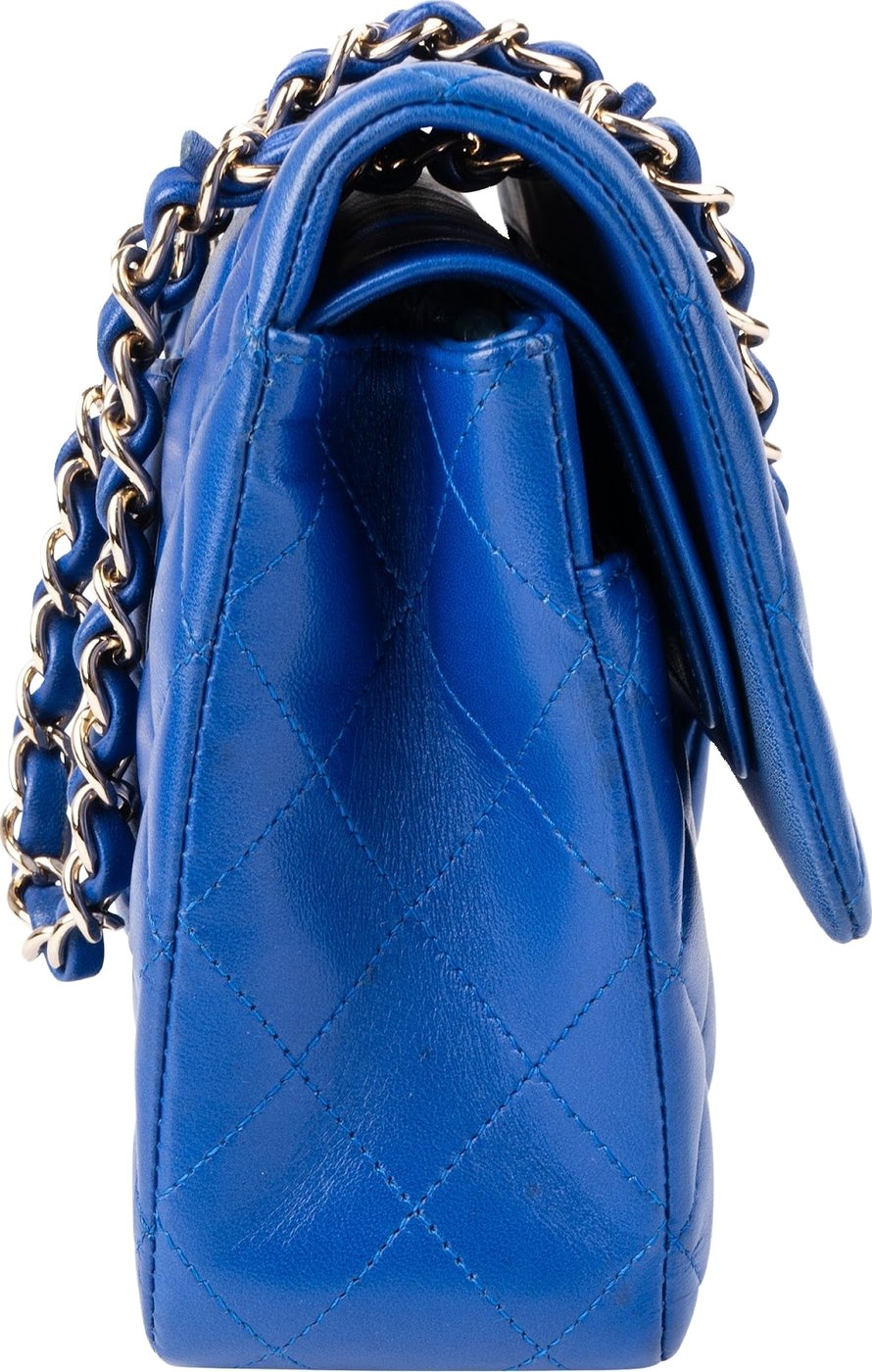 Chanel Bleu Quilted Lambskin Medium Double Flap Shoulder Bag