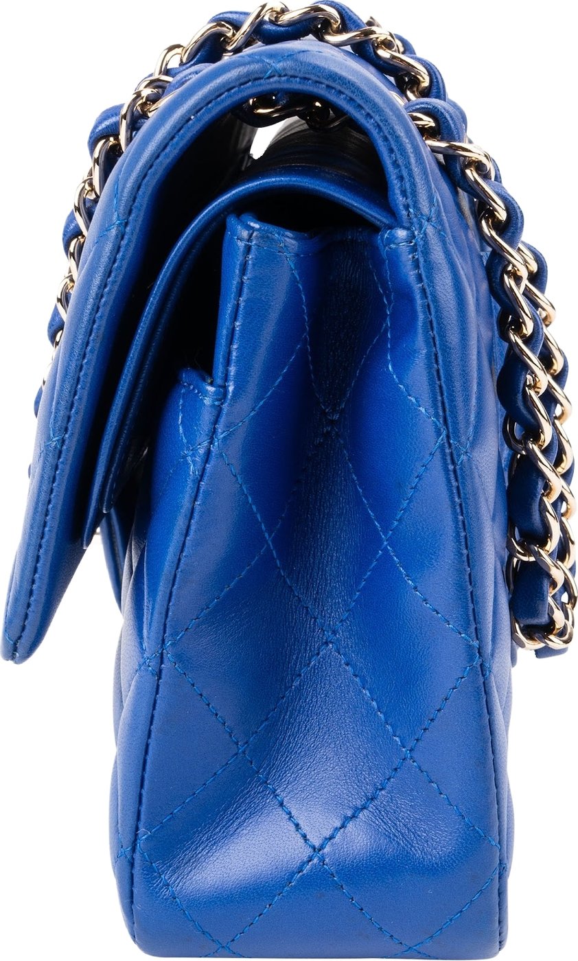 Chanel Bleu Quilted Lambskin Medium Double Flap Shoulder Bag