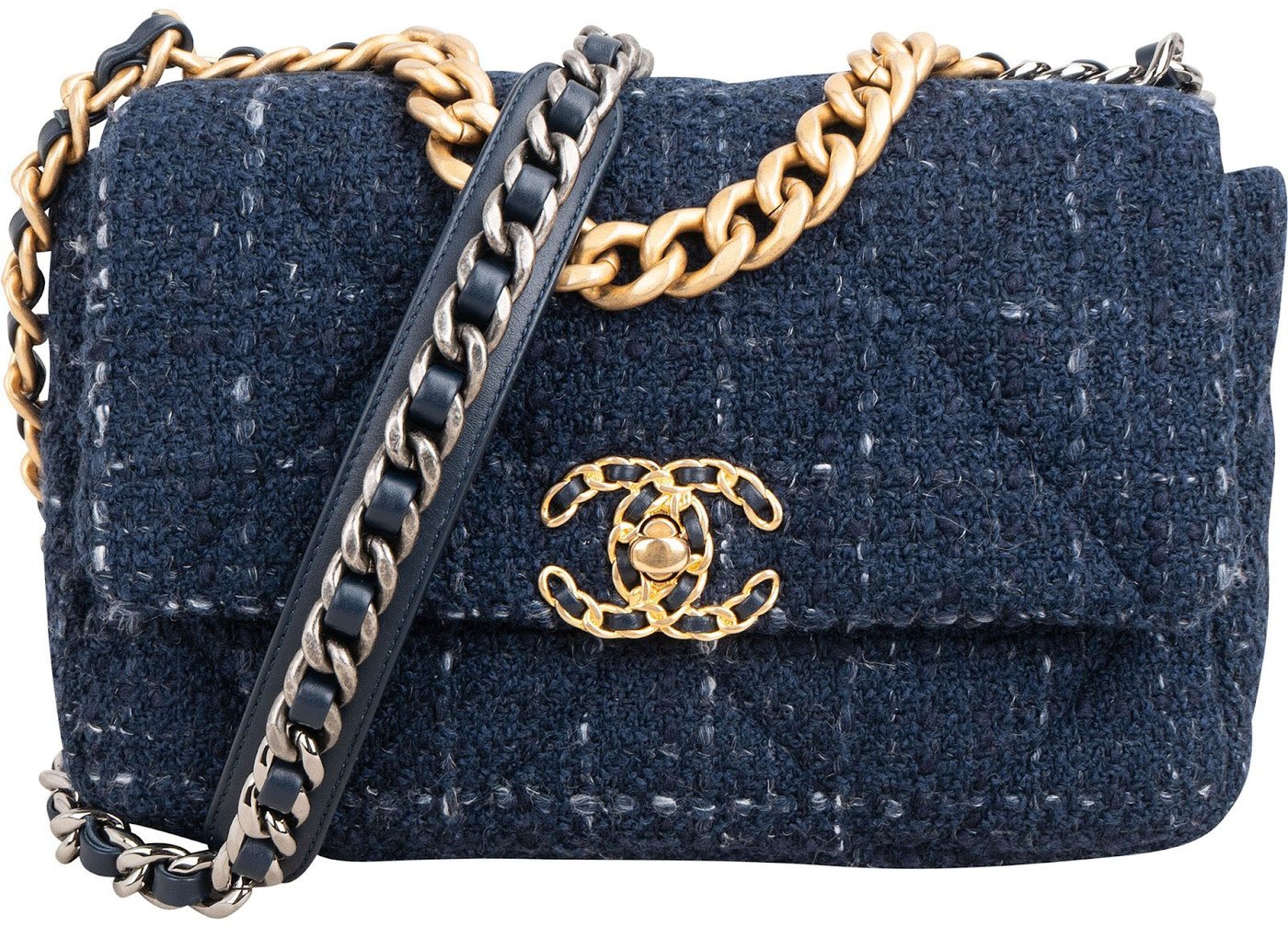 Chanel 19 Quilted Tweed Medium Single Flap Crossbody Bag