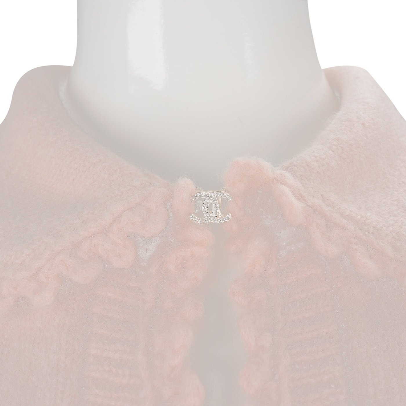 Chanel 2026SS Pink Cashmere CC Buttons Crochet Cropped Cardigan (FR36)