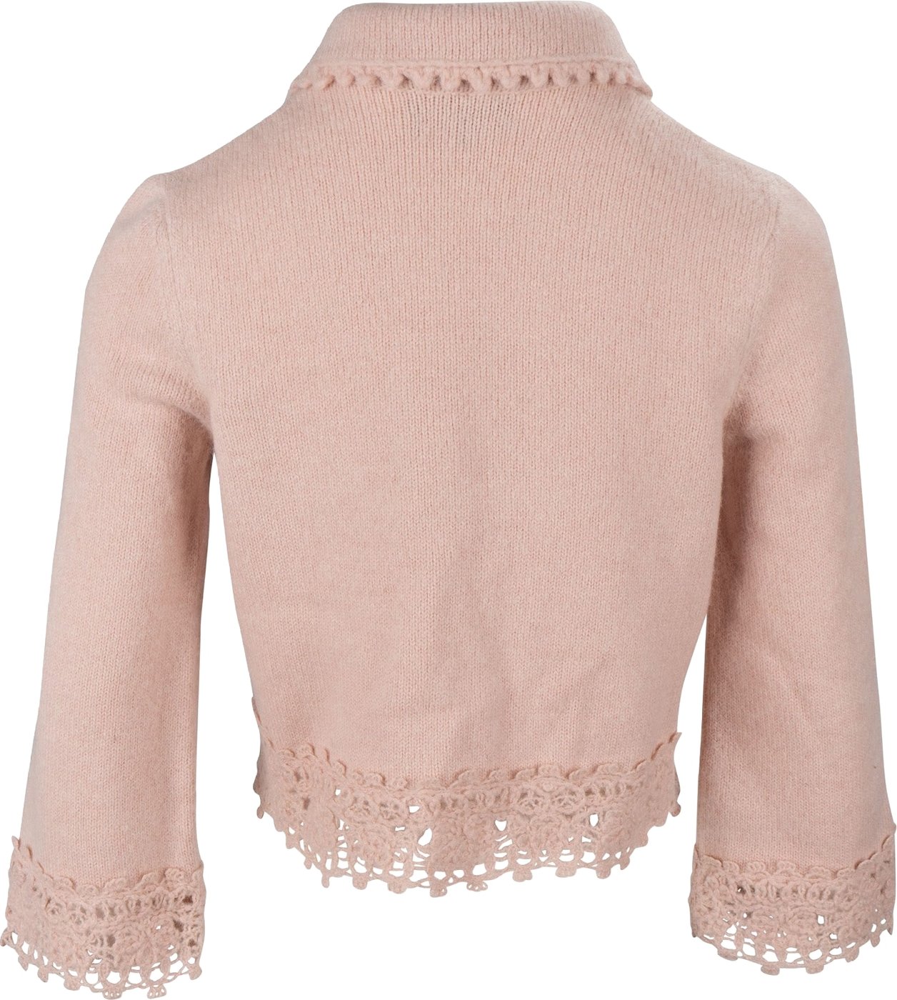 Chanel 2026SS Pink Cashmere CC Buttons Crochet Cropped Cardigan (FR36)