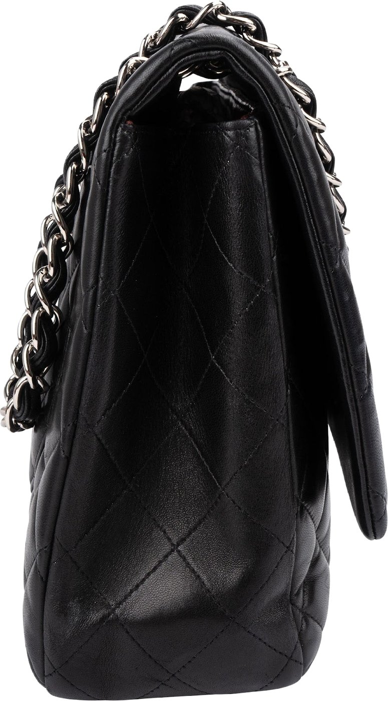 Chanel Quilted Lambskin Palladium Maxi Single Flap Crossbody Bag