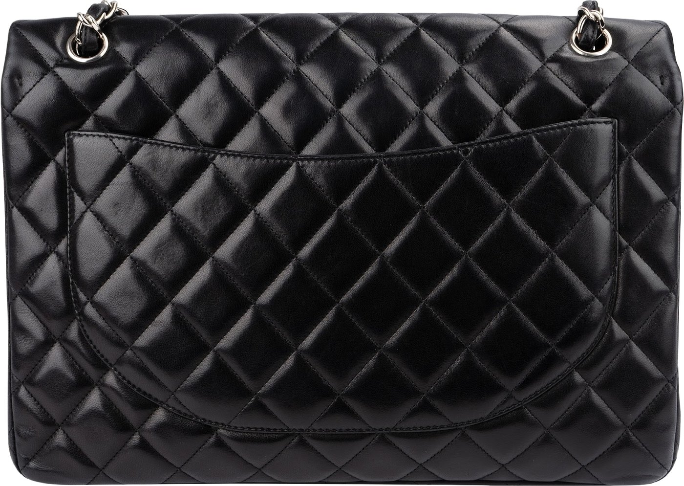 Chanel Quilted Lambskin Palladium Maxi Single Flap Crossbody Bag