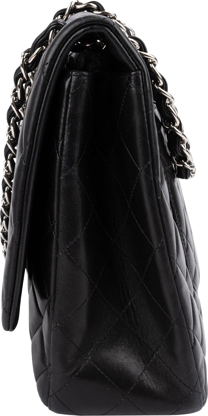 Chanel Quilted Lambskin Palladium Maxi Single Flap Crossbody Bag