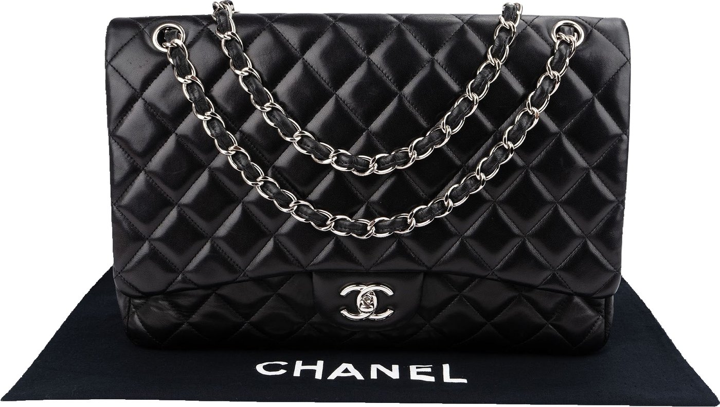 Chanel Quilted Lambskin Palladium Maxi Single Flap Crossbody Bag