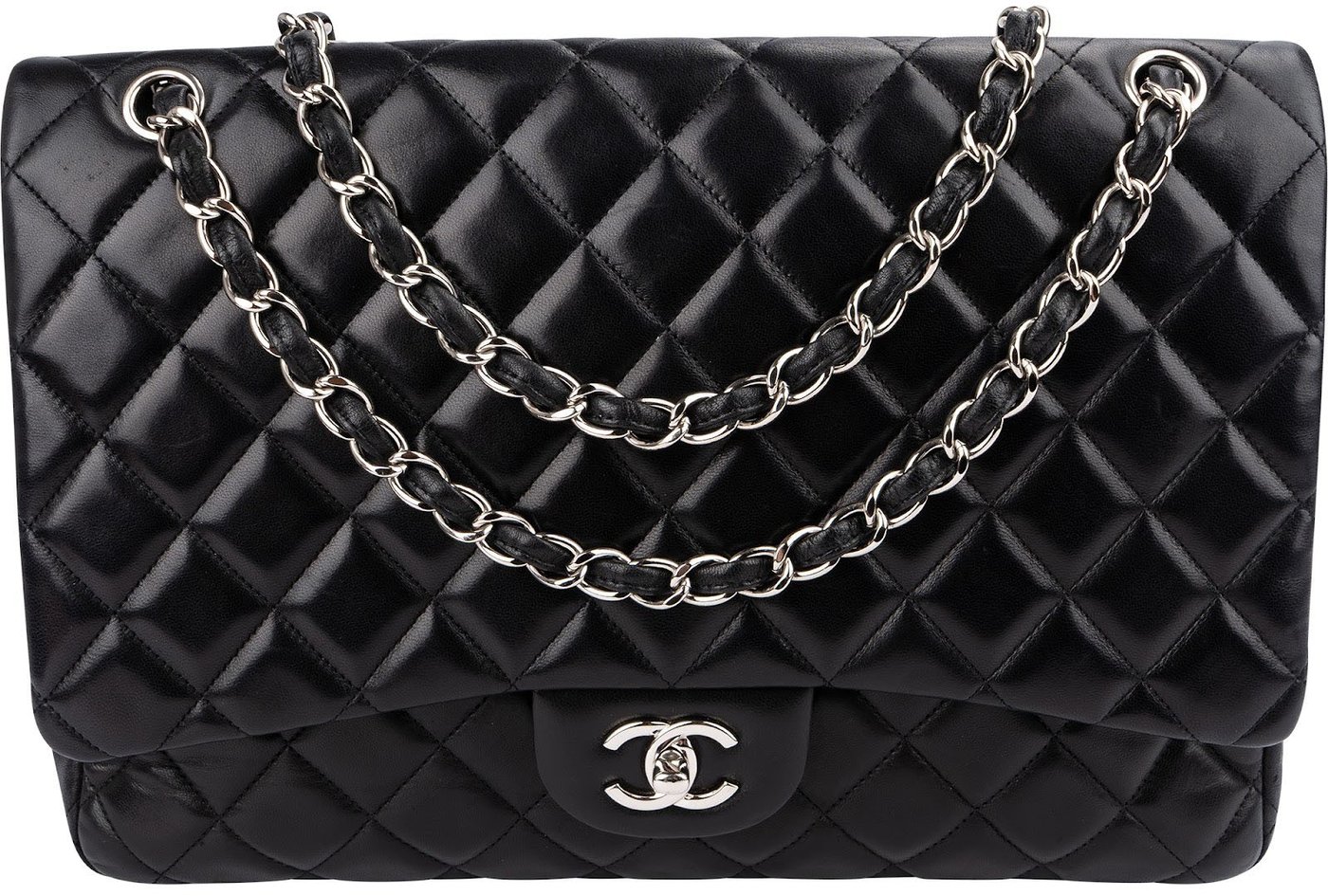 Chanel Quilted Lambskin Palladium Maxi Single Flap Crossbody Bag