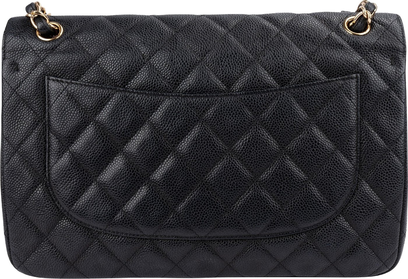 Chanel Quilted Caviar Leather Palladium Jumbo Double Flap Crossbody Bag