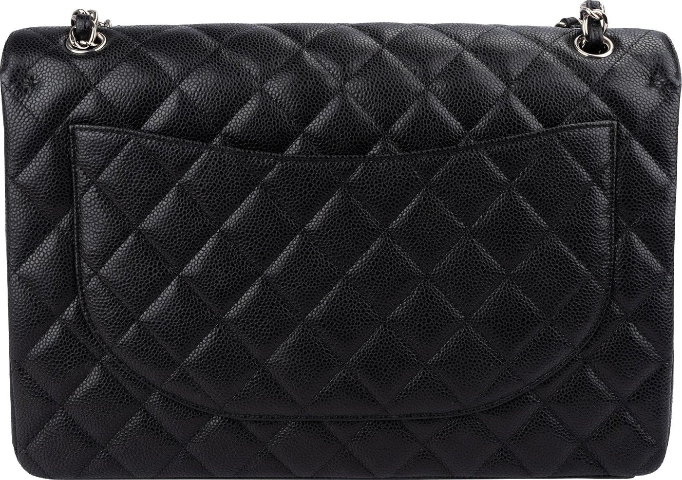 Chanel Quilted Caviar Leather Palladium Maxi Double Flap Crossbody Bag