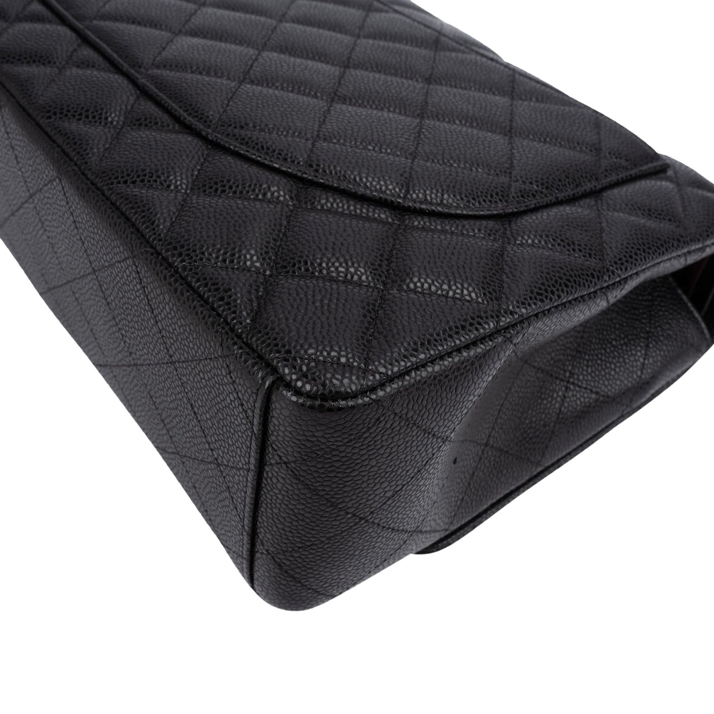 Chanel Quilted Caviar Leather Palladium Maxi Double Flap Crossbody Bag