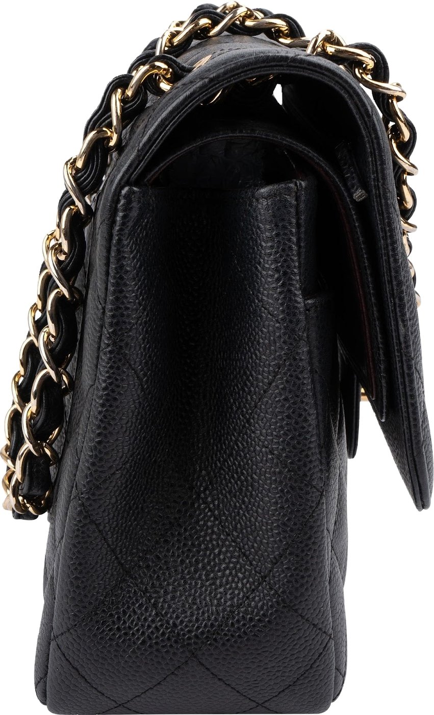 Chanel Quilted Caviar Leather Jumbo Double Flap Crossbody Bag