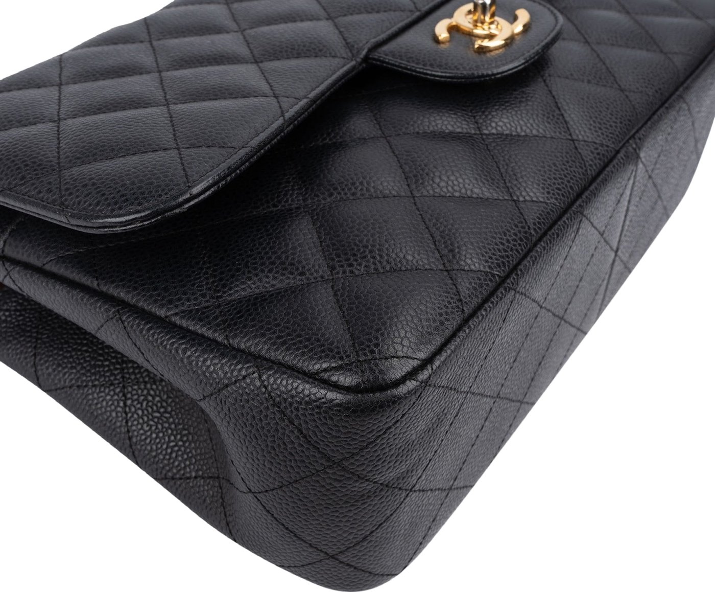 Chanel Quilted Caviar Leather Jumbo Double Flap Crossbody Bag