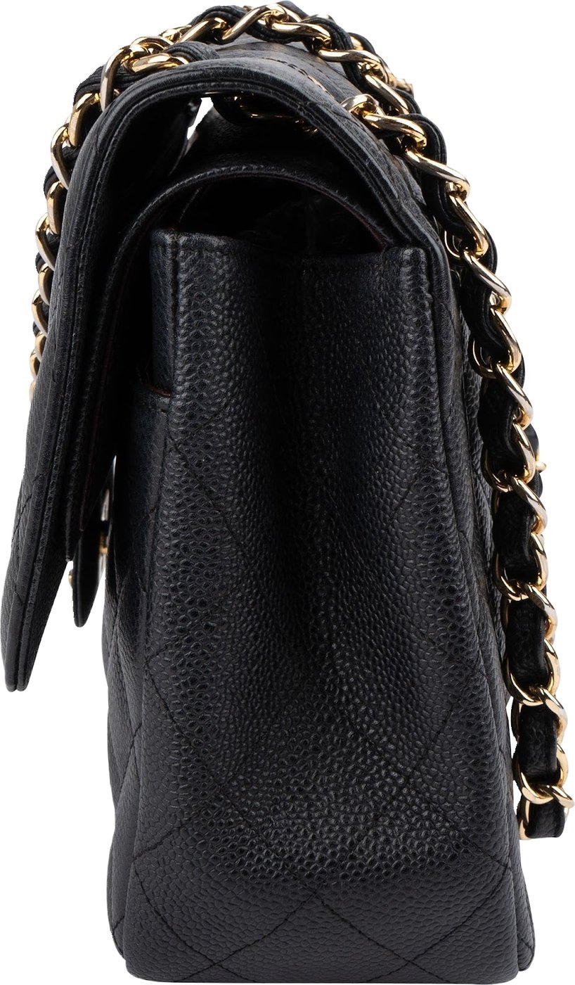 Chanel Quilted Caviar Leather Jumbo Double Flap Crossbody Bag