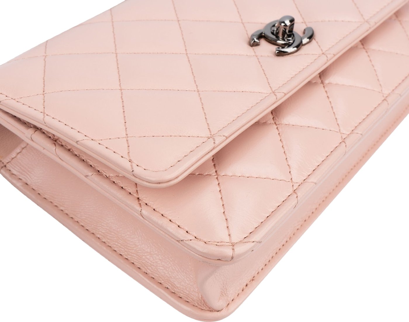 Chanel Pink Quilted Lambskin Crystal Top Handle Wallet On Chain Crossbody Bag