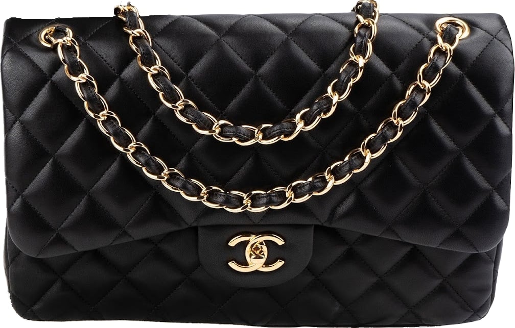 Chanel Quilted Lambskin Gold Jumbo Double Flap Crossbody Bag