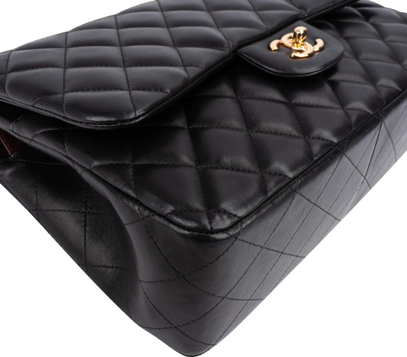 Chanel Quilted Lambskin Gold Jumbo Double Flap Crossbody Bag