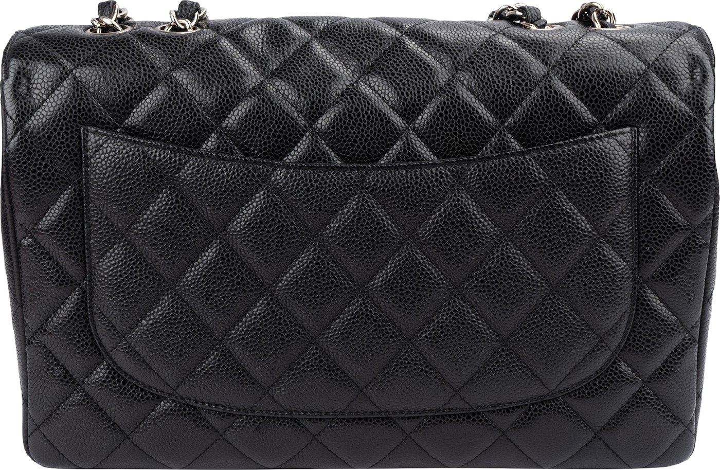 Chanel Quilted Caviar Leather Palladium Jumbo Single Flap Crossbody Bag