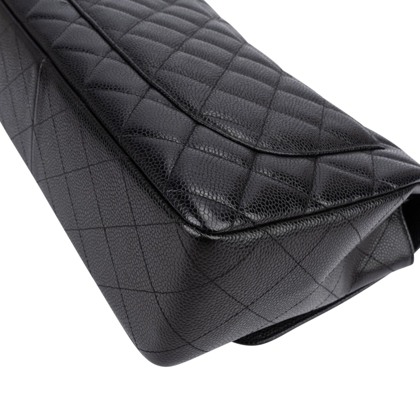 Chanel Quilted Caviar Leather Palladium Jumbo Single Flap Crossbody Bag