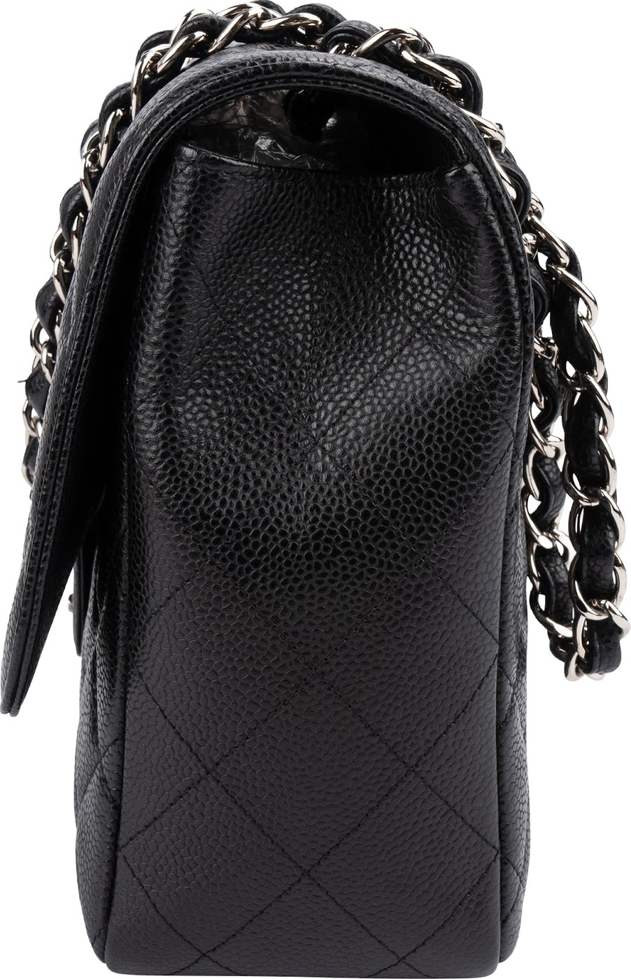Chanel Quilted Caviar Leather Palladium Jumbo Single Flap Crossbody Bag