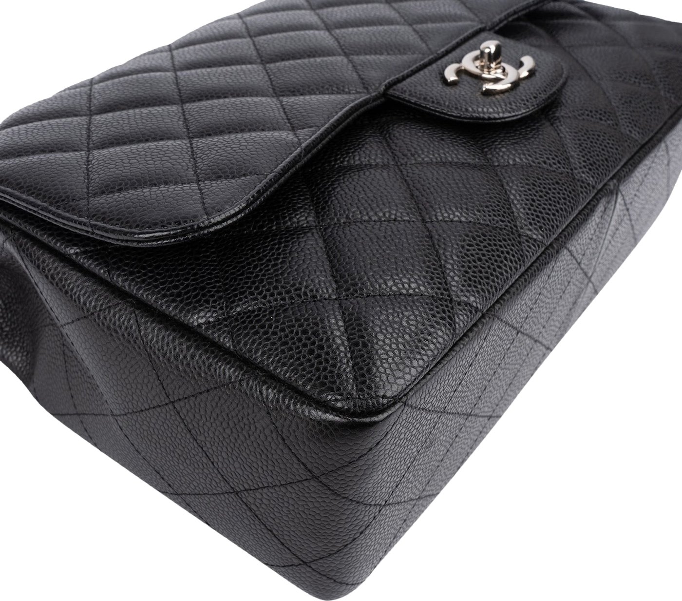 Chanel Quilted Caviar Leather Palladium Jumbo Single Flap Crossbody Bag