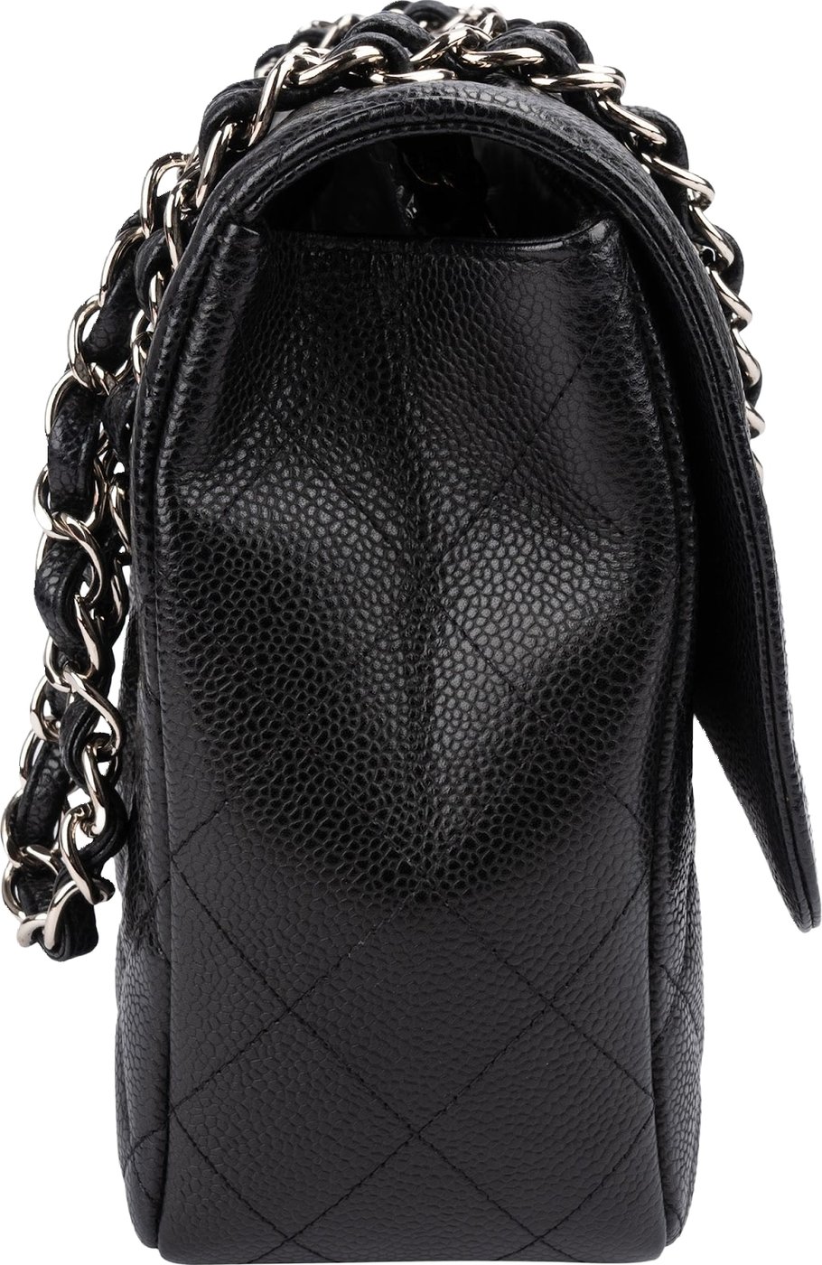 Chanel Quilted Caviar Leather Palladium Jumbo Single Flap Crossbody Bag