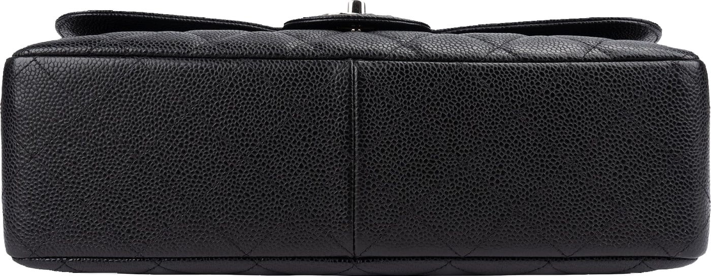 Chanel Quilted Caviar Leather Palladium Jumbo Single Flap Crossbody Bag
