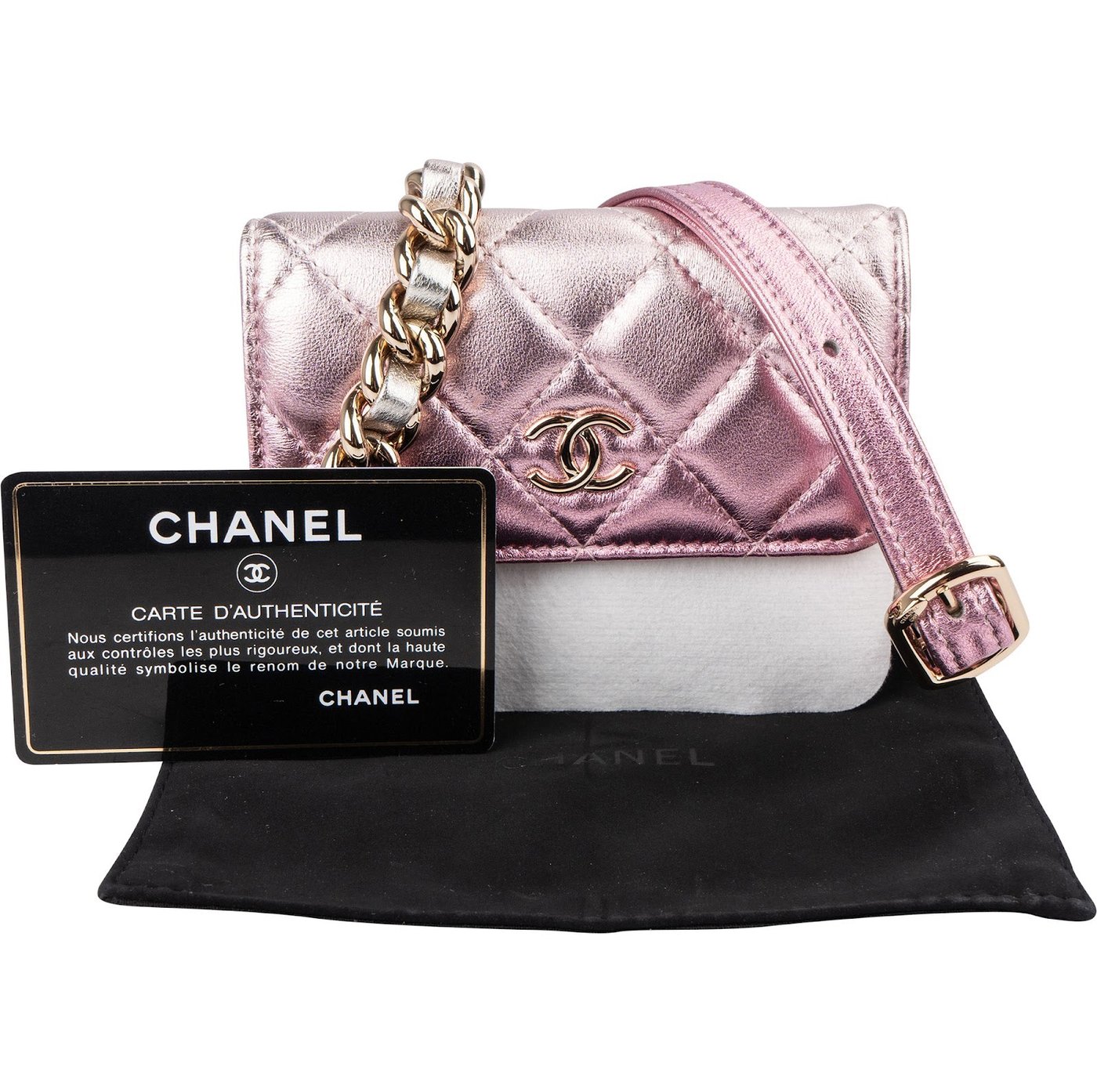 Chanel Quilted Metallic Lambskin Waist Crossbody Bag