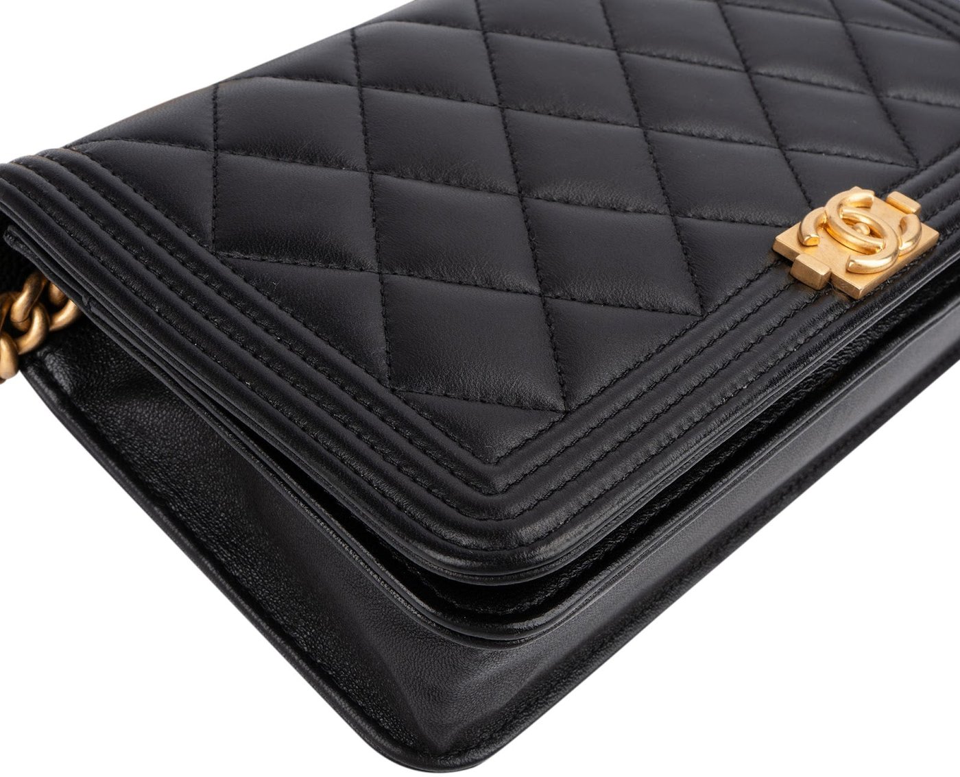 Chanel Quilted Lambskin Small Boy Wallet On Chain Crossbody Bag