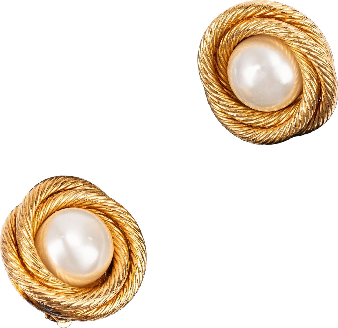 Chanel Rope Twist Large Pearl Clip-On Earrings