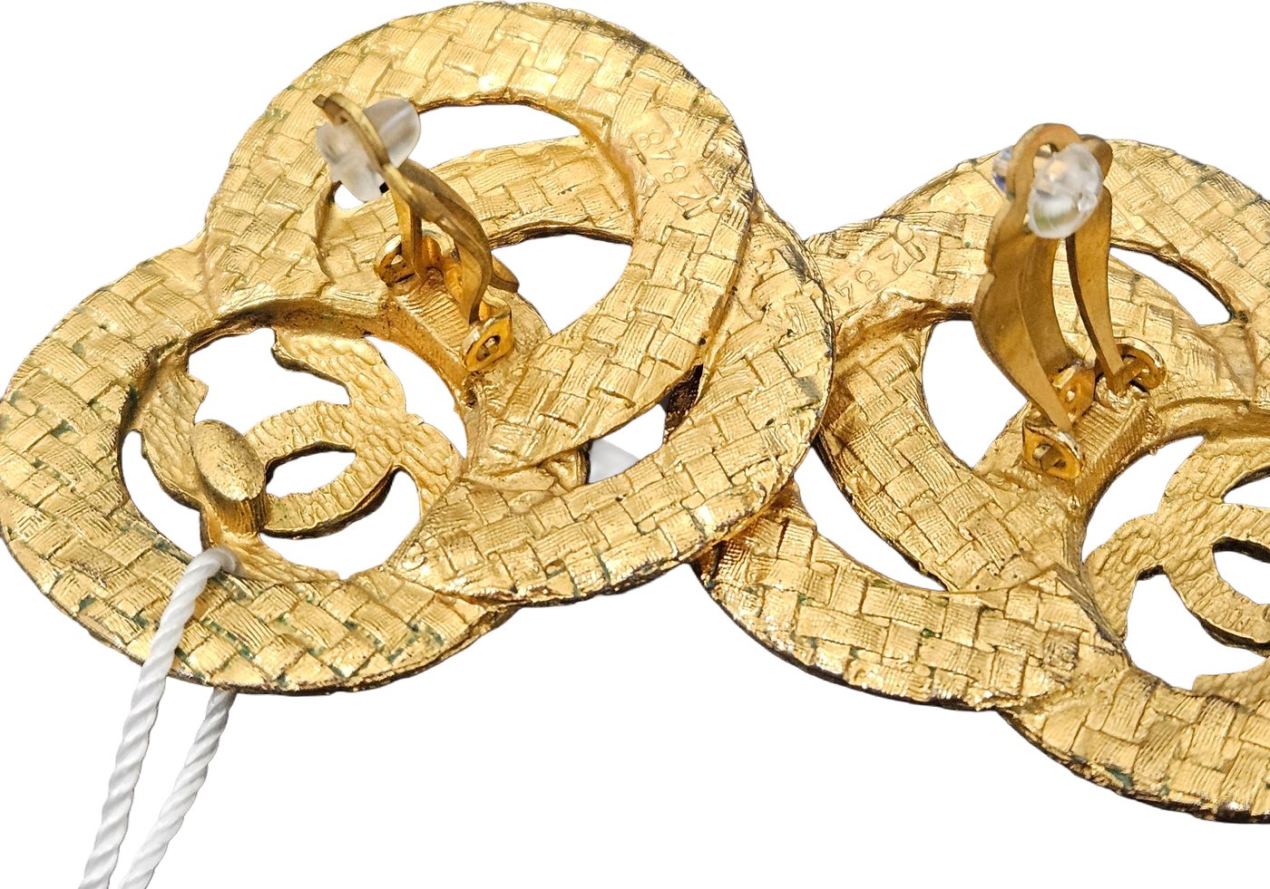Chanel Woven CC Triple Hoop Clip-On Earrings