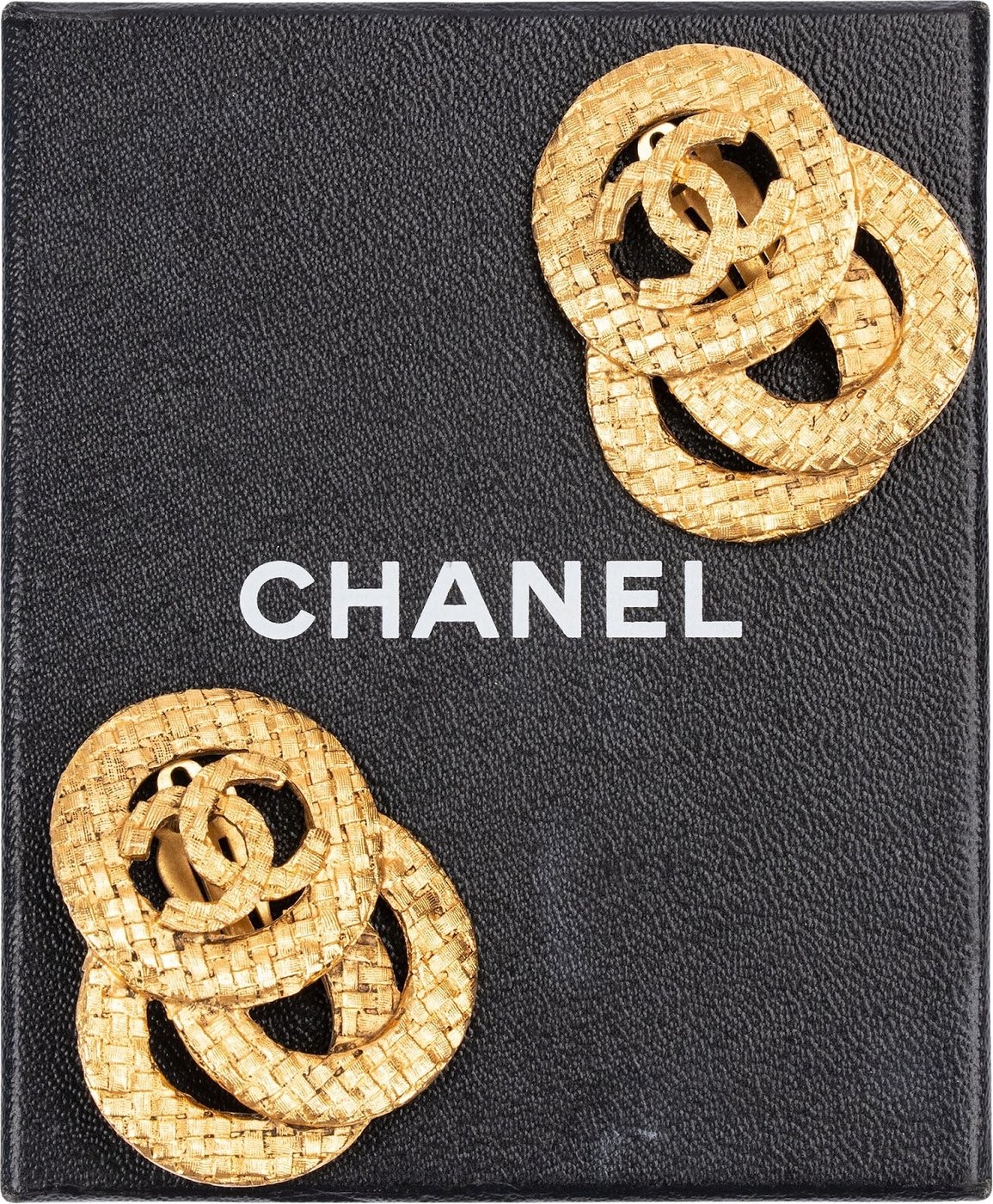 Chanel Woven CC Triple Hoop Clip-On Earrings