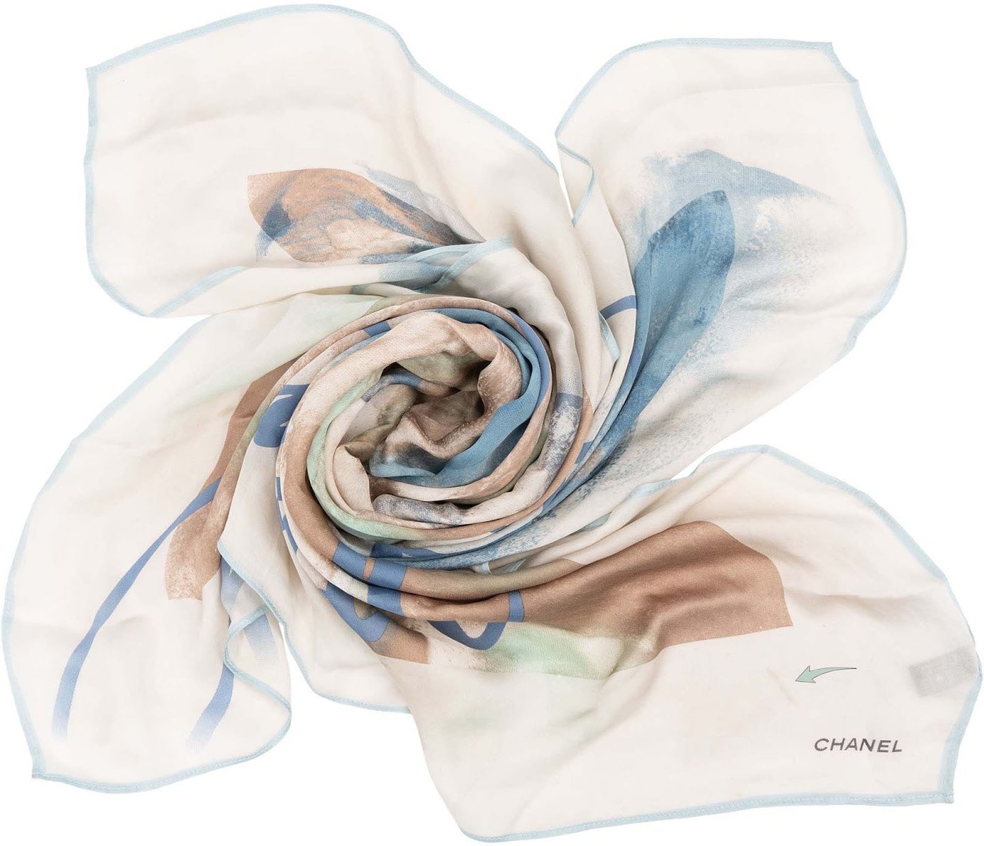 Chanel Watercolor Floral Print Silk 90 Scarf Tuch