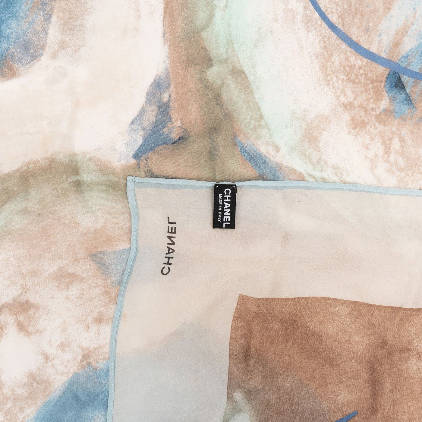 Chanel Watercolor Floral Print Silk 90 Scarf Tuch