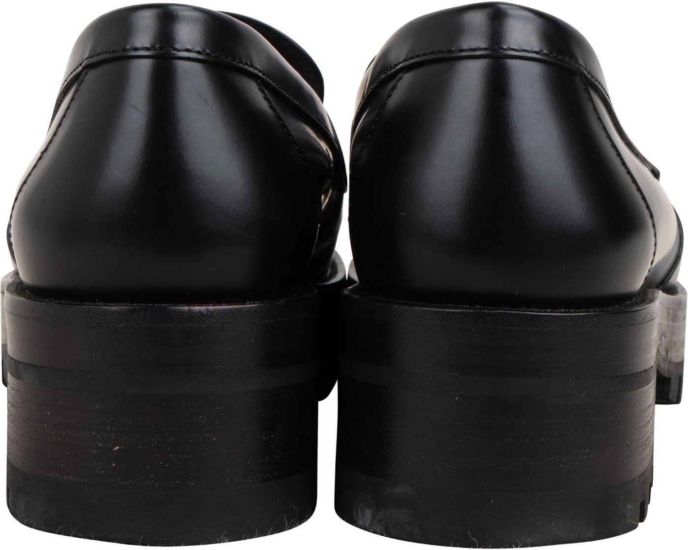 Chanel Black Brushed Leather CC Platform Loafers (38)