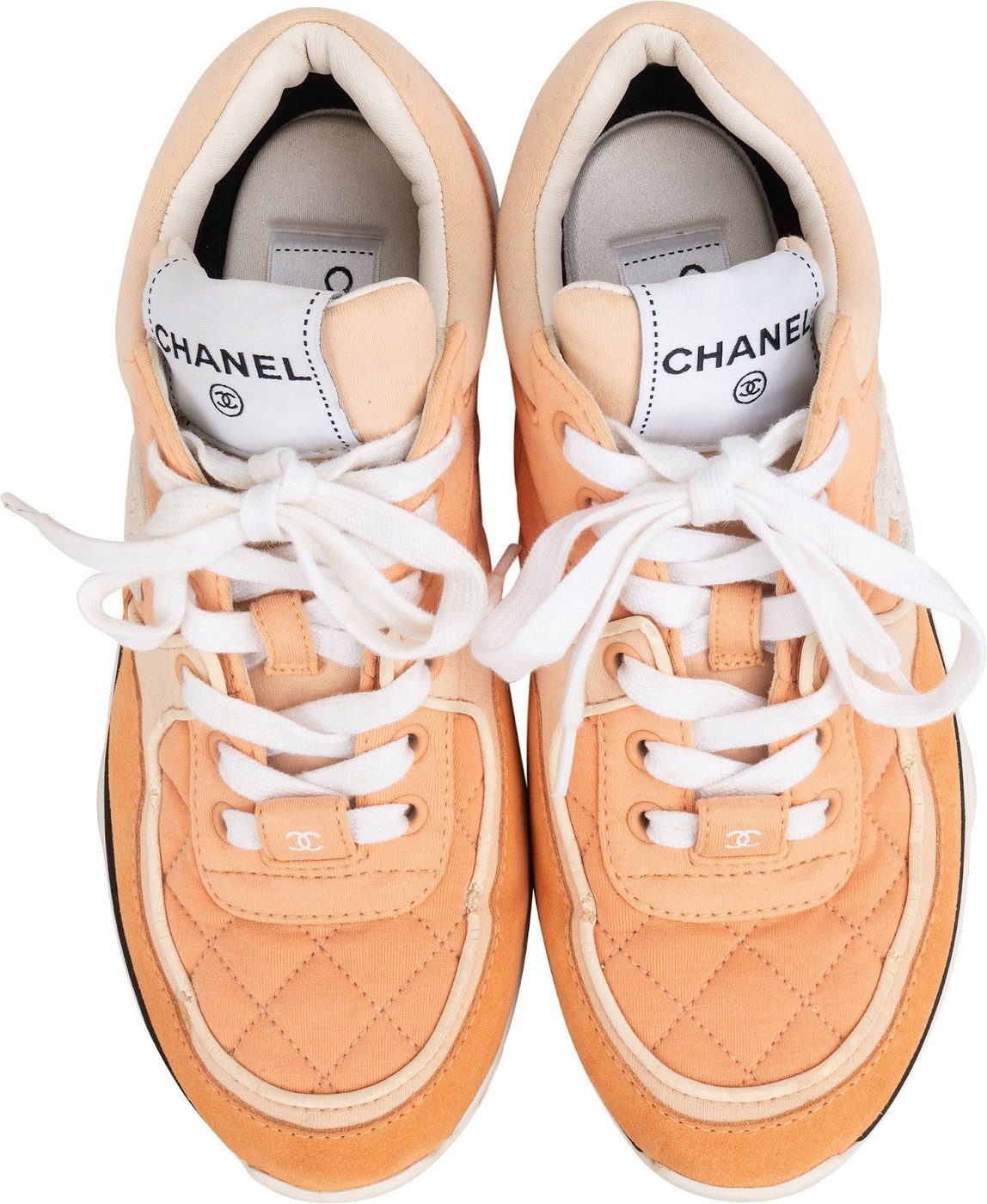 Chanel Quilted Fabric Suede CC Trainer Sneakers (36)