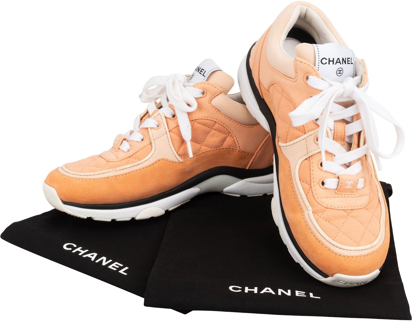Chanel Quilted Fabric Suede CC Trainer Sneakers (36)