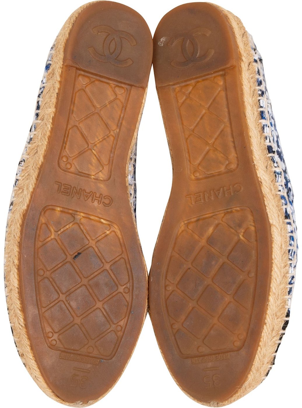 Chanel Blue Tweed CC Espadrilles Shoes (35)