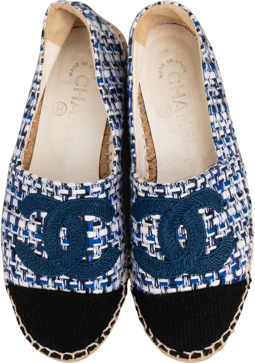 Chanel Blue Tweed CC Espadrilles Shoes (35)