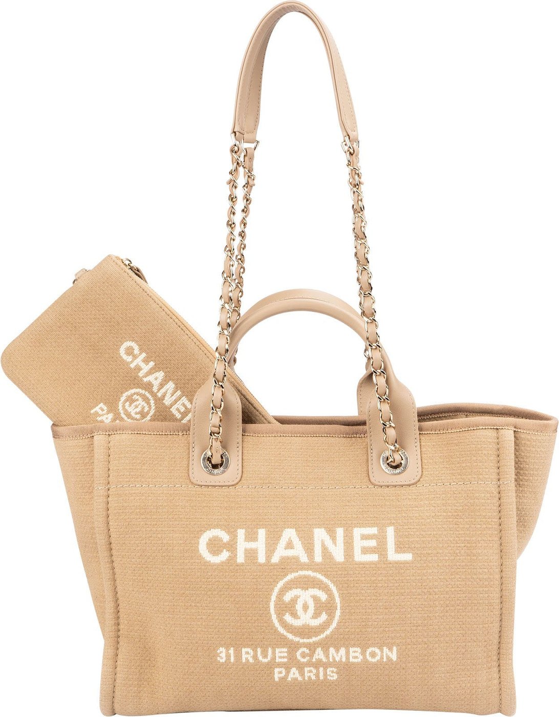 Chanel Canvas Small Deauville Tote Handbag