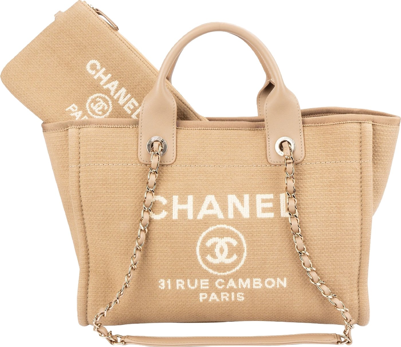 Chanel Canvas Small Deauville Tote Handbag