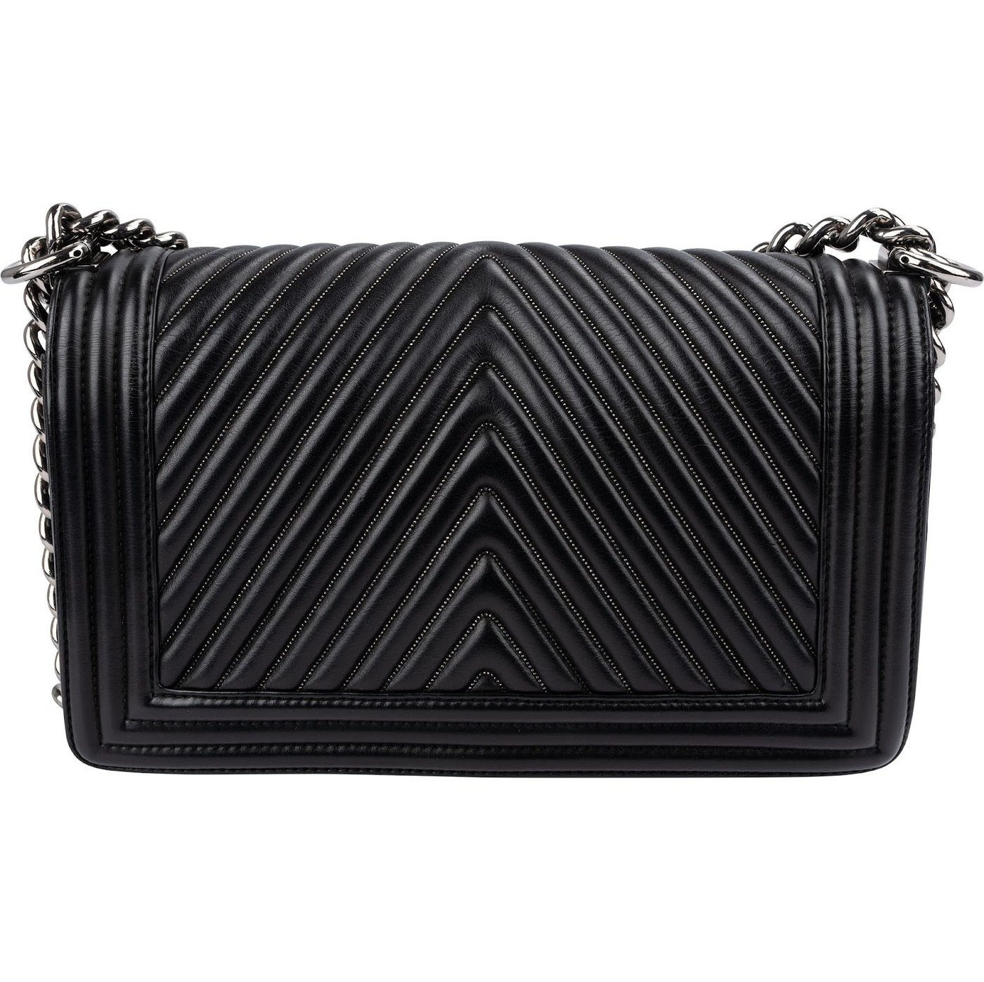 Chanel Chevron Calfskin Palladium Medium Boy Single Crossbody Bag