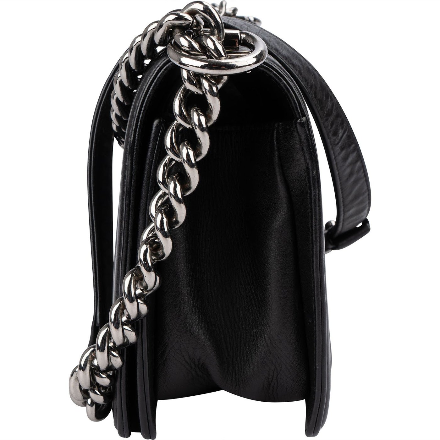 Chanel Chevron Calfskin Palladium Medium Boy Single Crossbody Bag