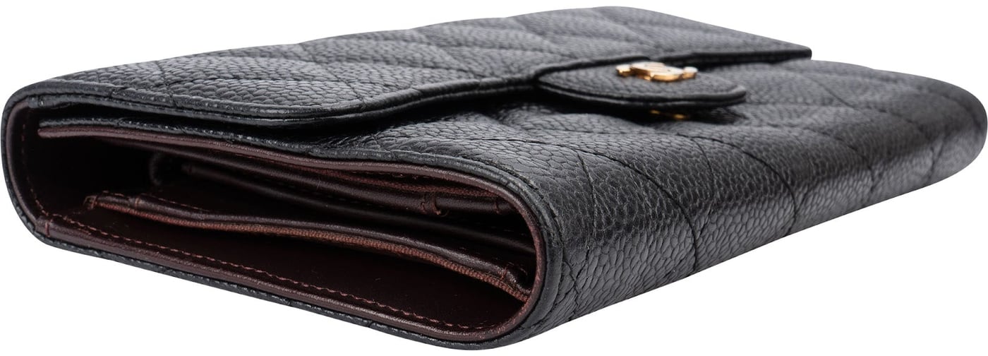 Chanel Quilted Caviar Leather Classic CC Flap Wallet