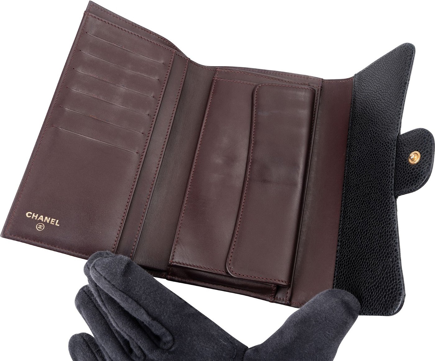 Chanel Quilted Caviar Leather Classic CC Flap Wallet