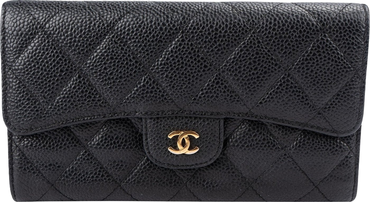 Chanel Quilted Caviar Leather Classic CC Flap Wallet