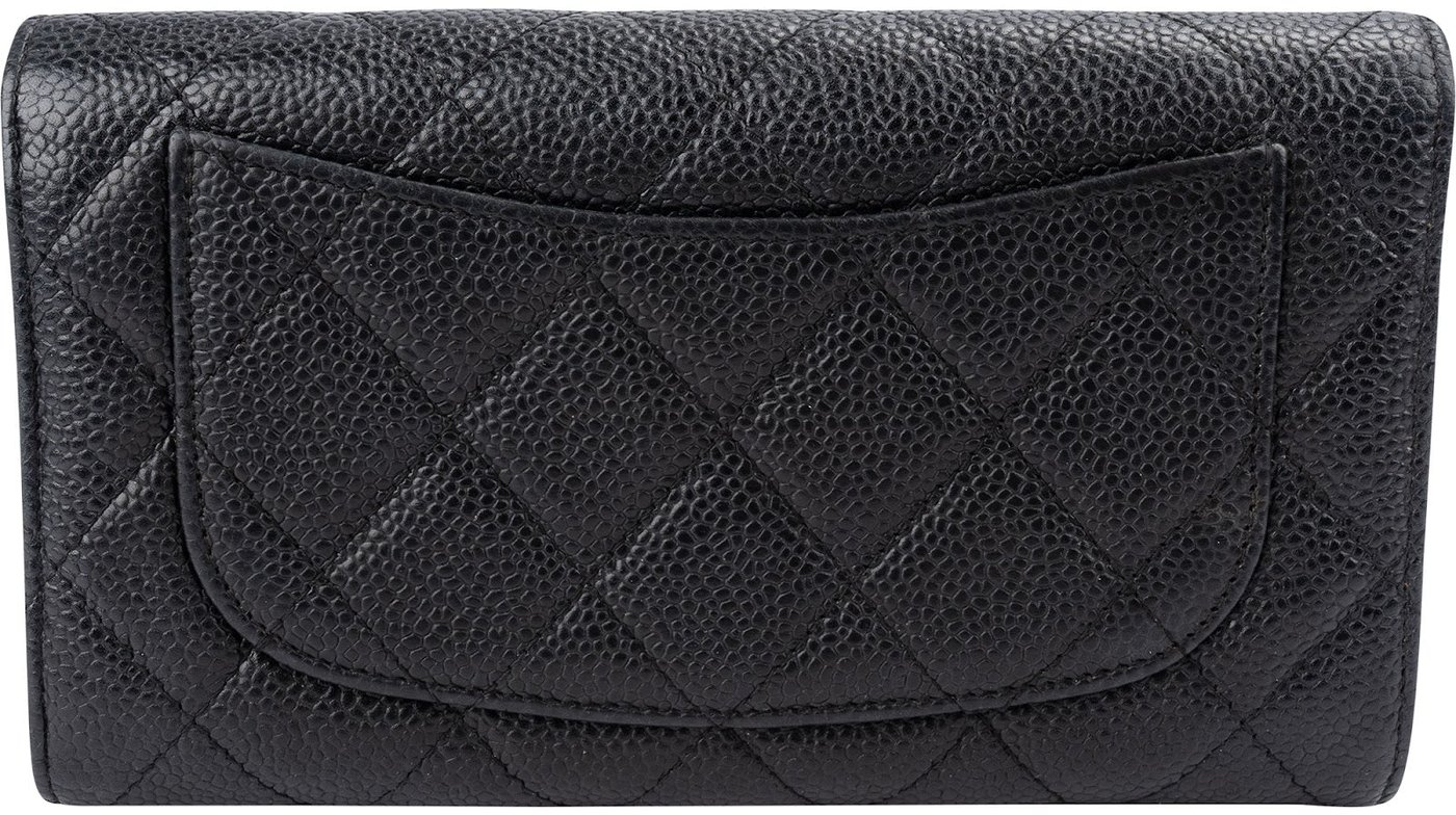 Chanel Quilted Caviar Leather Classic CC Flap Wallet