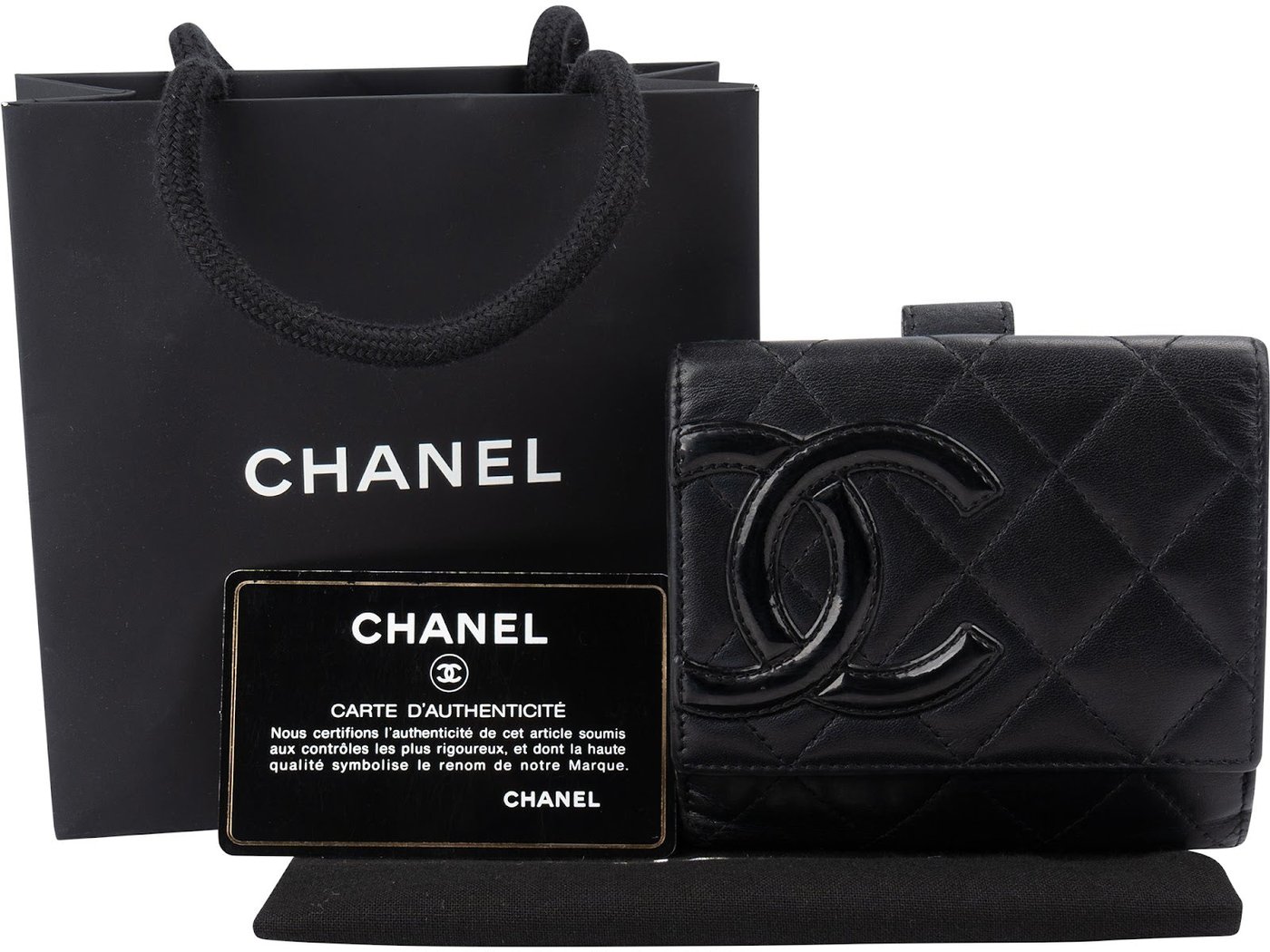 Chanel Quilted Lambskin Cambon Small Bifold Wallet
