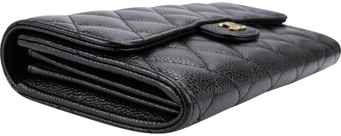 Chanel Quilted Caviar Leather Classic CC Flap Wallet