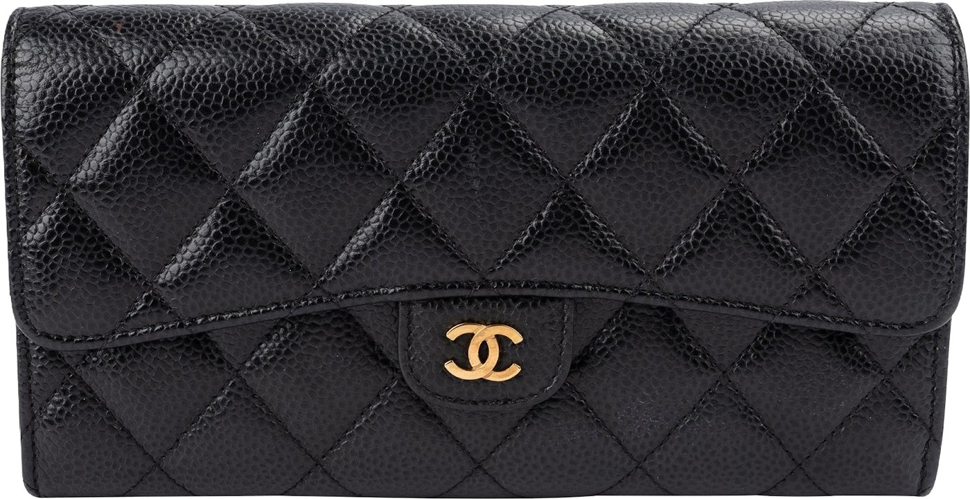 Chanel Quilted Caviar Leather Classic CC Flap Wallet