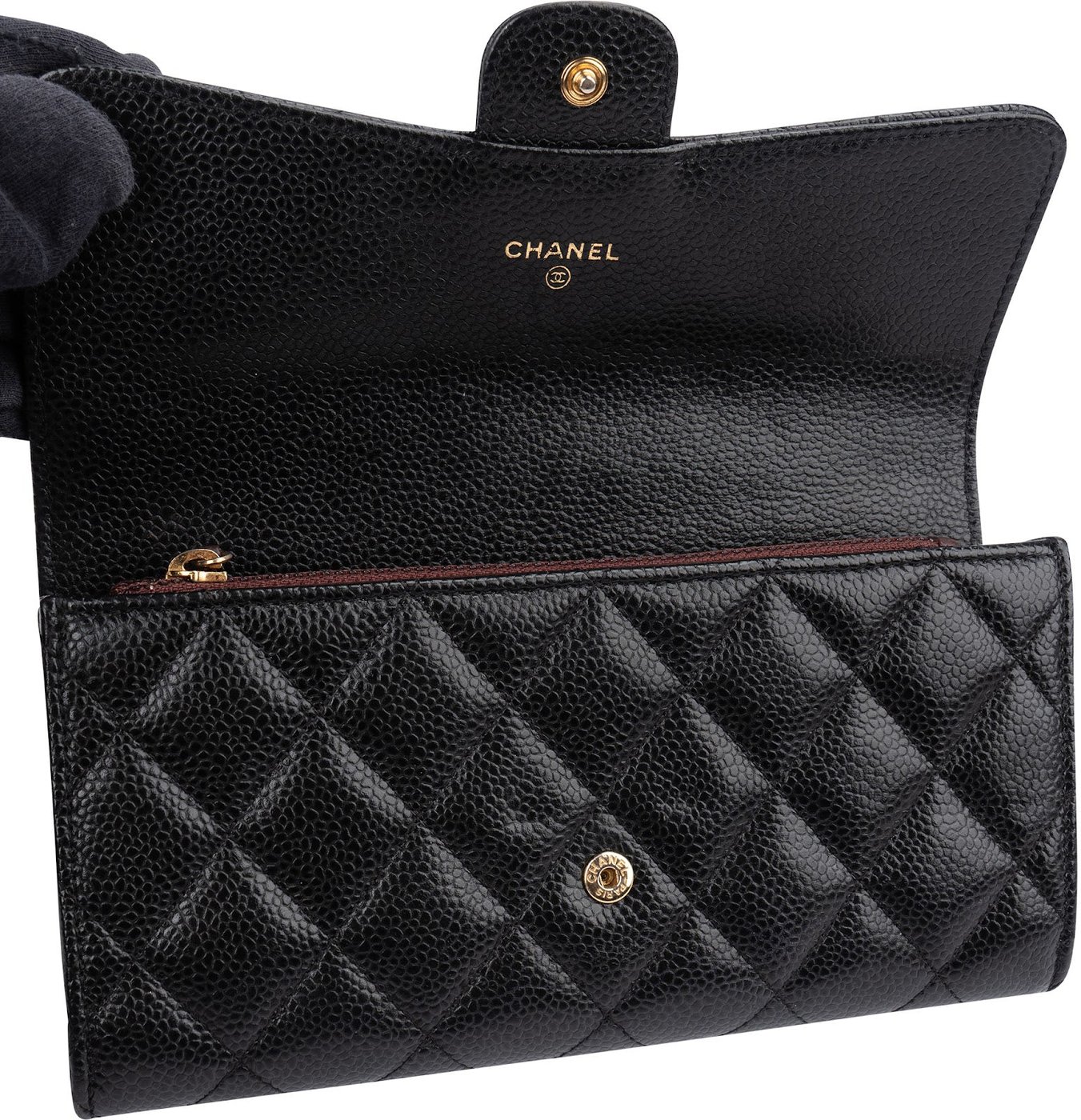 Chanel Quilted Caviar Leather Classic CC Flap Wallet